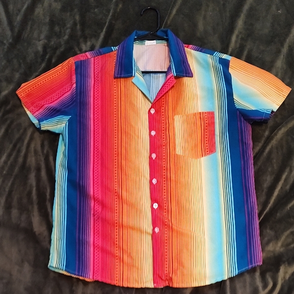 Other - Rainbow Striped Resort Shirt